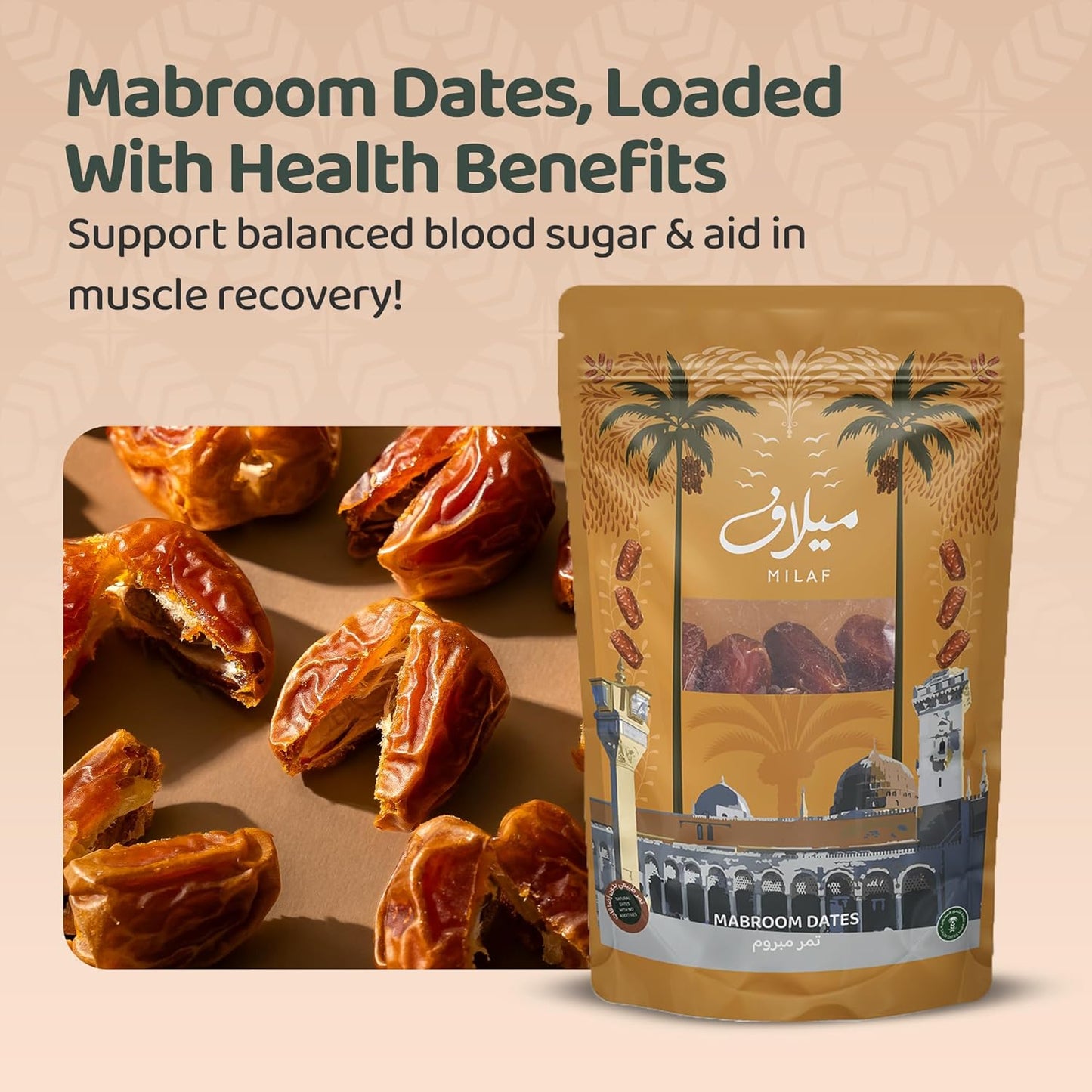 Milaf Mabroom Premium Dates Pouch | Fresh, Soft, Delicious & Juicy | Distinct Sweet Taste | No Additives or Preservatives | Ideal for Snacking or Cooking | Can Support a Healthy, Balanced Diet