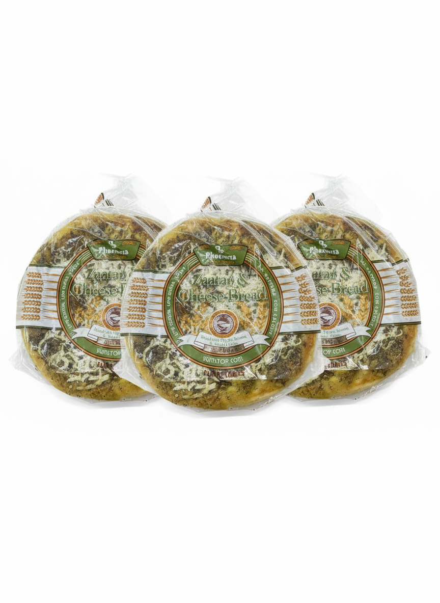 Phoenicia Fresh Zaatar & Cheese Bread Baked With Thyme, sesame, & Akawi Cheese, Large 2pcs, 13.5oz, (383g)