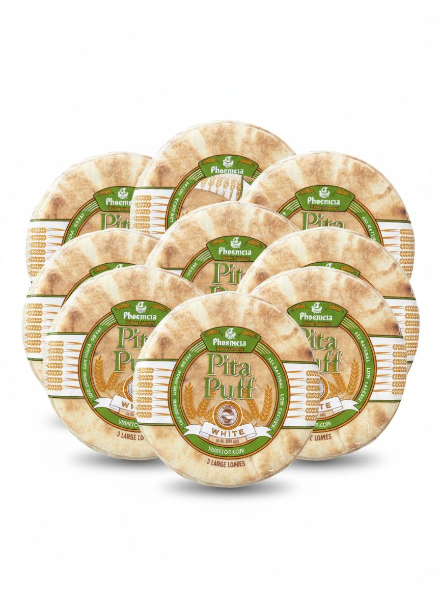 Phoenicia Pita Puff Fresh White Bread, Medium 9pcs, 20oz, (567g)