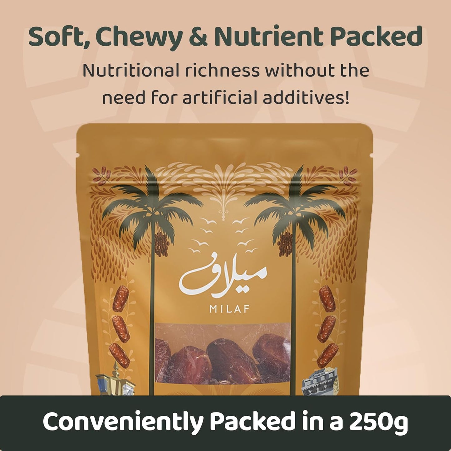 Milaf Mabroom Premium Dates Pouch | Fresh, Soft, Delicious & Juicy | Distinct Sweet Taste | No Additives or Preservatives | Ideal for Snacking or Cooking | Can Support a Healthy, Balanced Diet