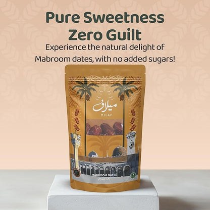 Milaf Mabroom Premium Dates Pouch | Fresh, Soft, Delicious & Juicy | Distinct Sweet Taste | No Additives or Preservatives | Ideal for Snacking or Cooking | Can Support a Healthy, Balanced Diet