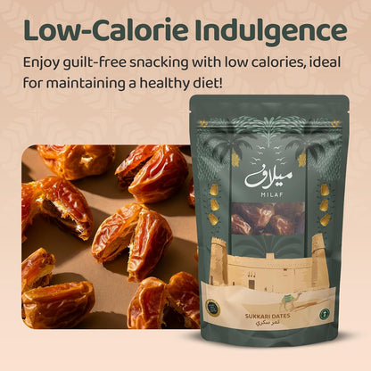 Milaf Premium Sukari Dates  | Fresh, Soft, Delicious & Juicy | Distinct Sweet Taste | No Additives or Preservatives | Ideal for Snacking or Cooking | Can Support a Healthy, Balanced Diet