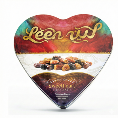 Premium Mixed Dates from Madinah, Saudi Arabia – Gift Heart Tin Box, Assorted Dates, Natural & Fresh, 200g