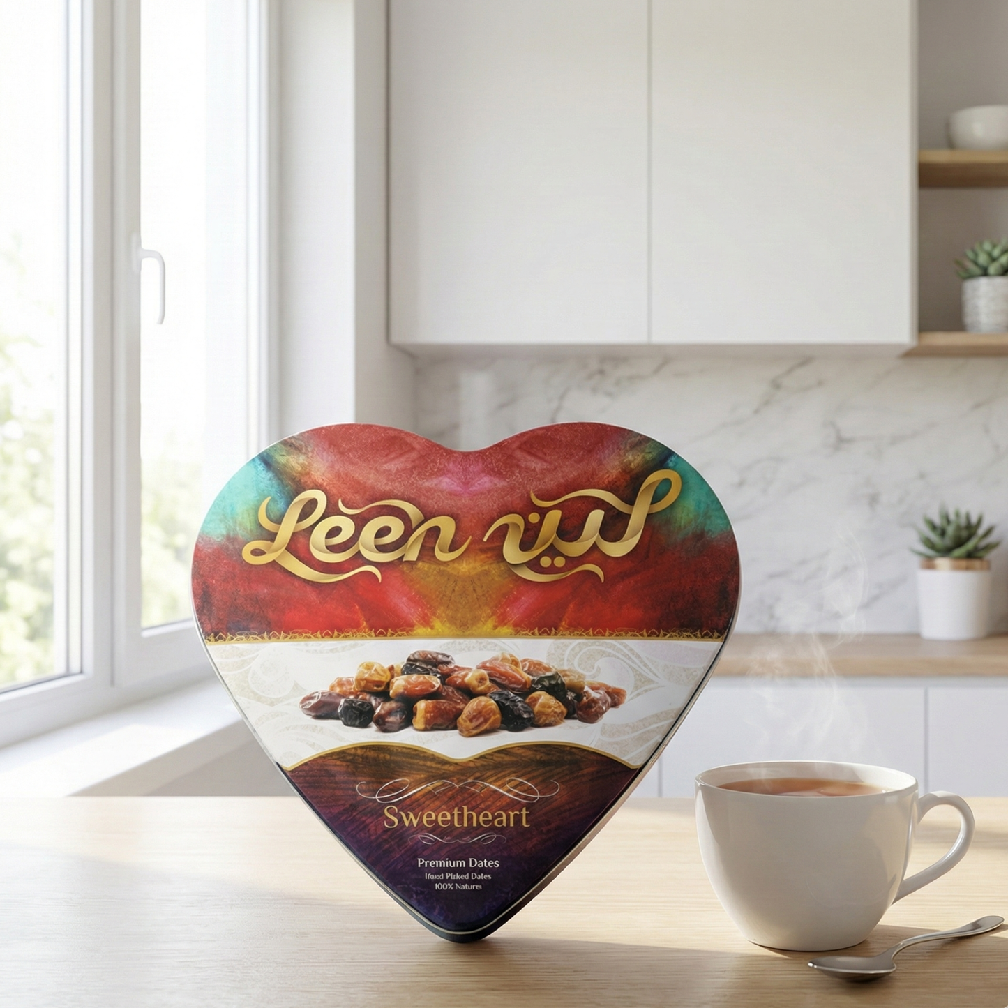 Premium Mixed Dates from Madinah, Saudi Arabia – Gift Heart Tin Box, Assorted Dates, Natural & Fresh, 200g