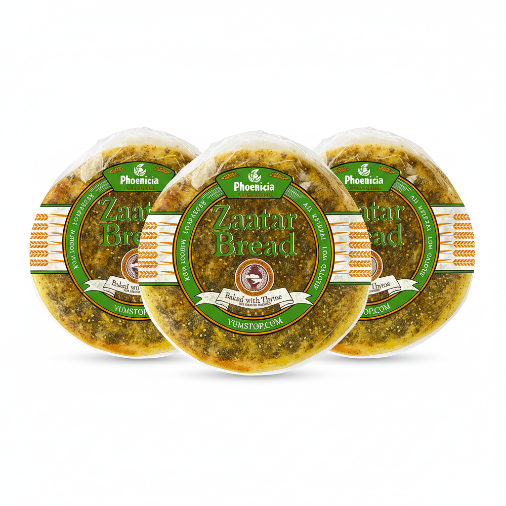 Phoenicia Fresh Zaatar Bread Baked With Thyme & sesame, Large 2pcs, 12oz, (340g)