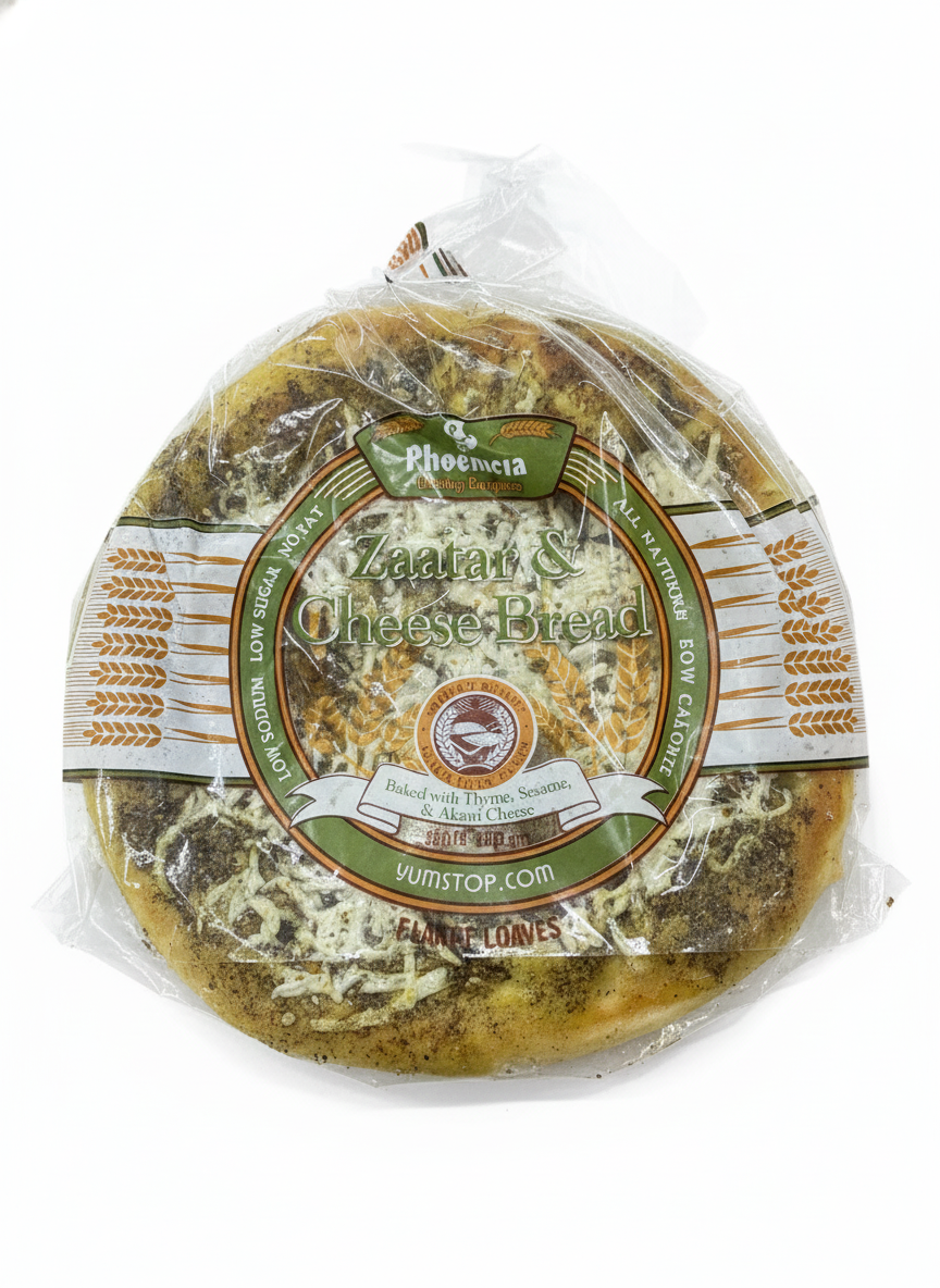 Phoenicia Fresh Zaatar & Cheese Bread Baked With Thyme, sesame, & Akawi Cheese, Large 2pcs, 13.5oz, (383g)