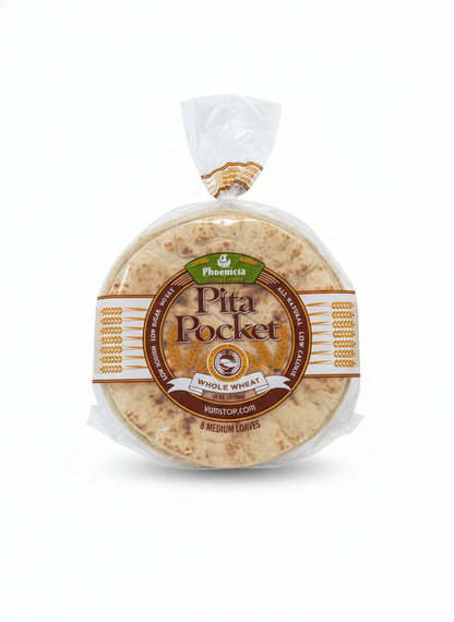 Phoenicia Pita Pocket Fresh Whole Wheat Bread, Medium 8pcs, 11oz, (312g)