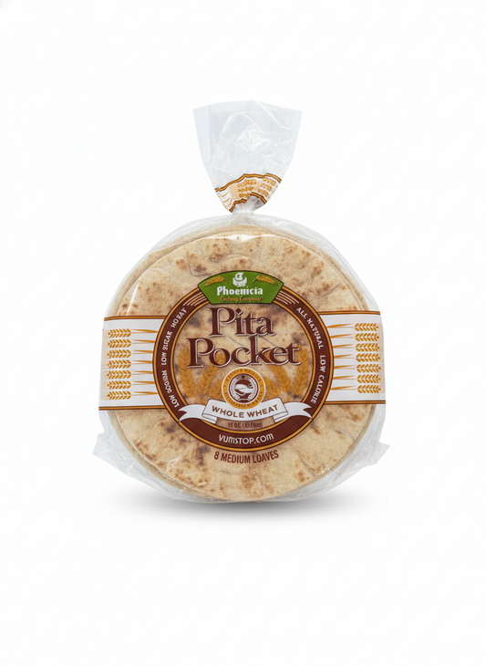 Phoenicia Pita Pocket Fresh Whole Wheat Bread, Medium 8pcs, 11oz, (312g)