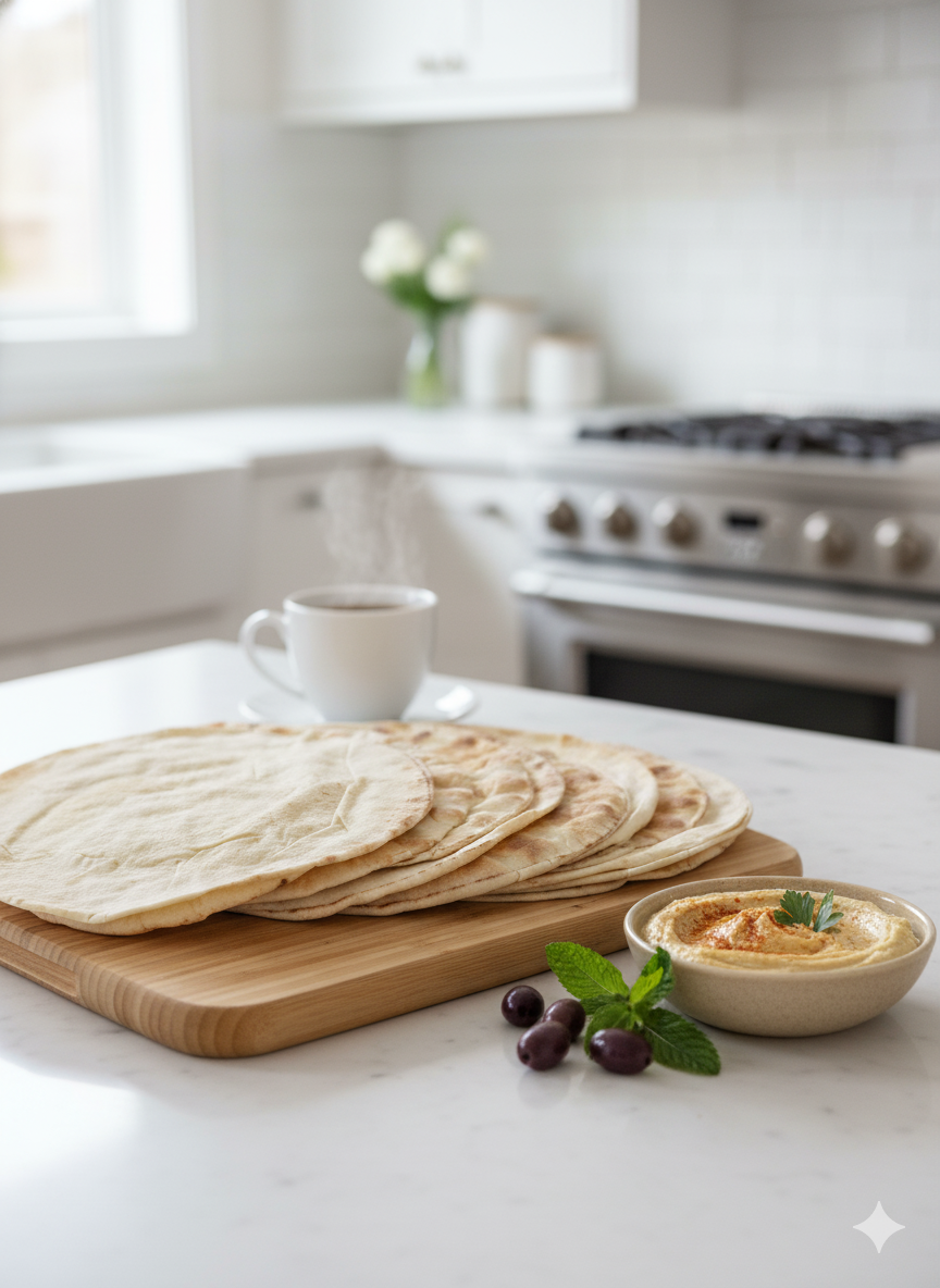 Phoenicia Pita Pocket Fresh White Bread, Large 9pcs, 24oz, (681g)