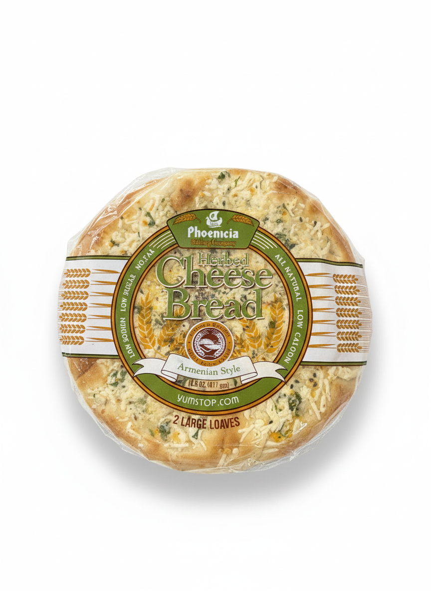Phoenicia Herbed Akawi Cheese Bread – 2 Pieces (411g Total) | Authentic Middle Eastern Flatbread with Akawi Cheese & Herbs | Fresh Baked