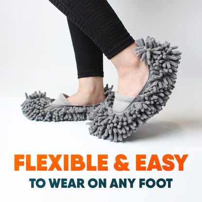 Microfiber Cleaning Slippers – Multi-Purpose Mop Shoes for Dust & Wet Surfaces | One Size Fits All | Reusable, Machine Washable, Non-Slip House Cleaning Slippers – Easy & Fun Floor Cleaning