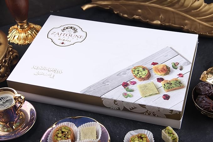 Zaitoune Deluxe Pistachio Mix Baklava- 1000g - 1kg Fresh Pistachio Mix Baklava Desserts -Luxury Mix