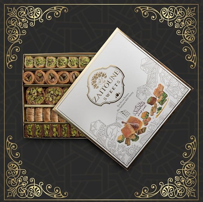 Zaitoune Deluxe Pistachio & Cashew Baklava with Honey- 500g