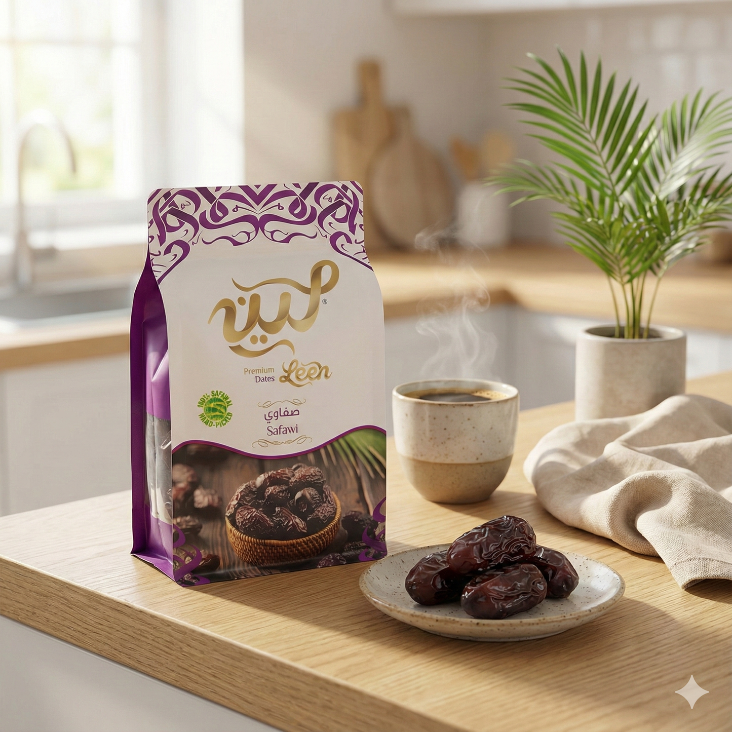 Leen Premium Safawi Dates – Resealable Zipper Pouch | Soft, Naturally Sweet & Melt-in-Mouth | Authentic Dates from Al-Madinah Al-Munawarah | 100% Natural