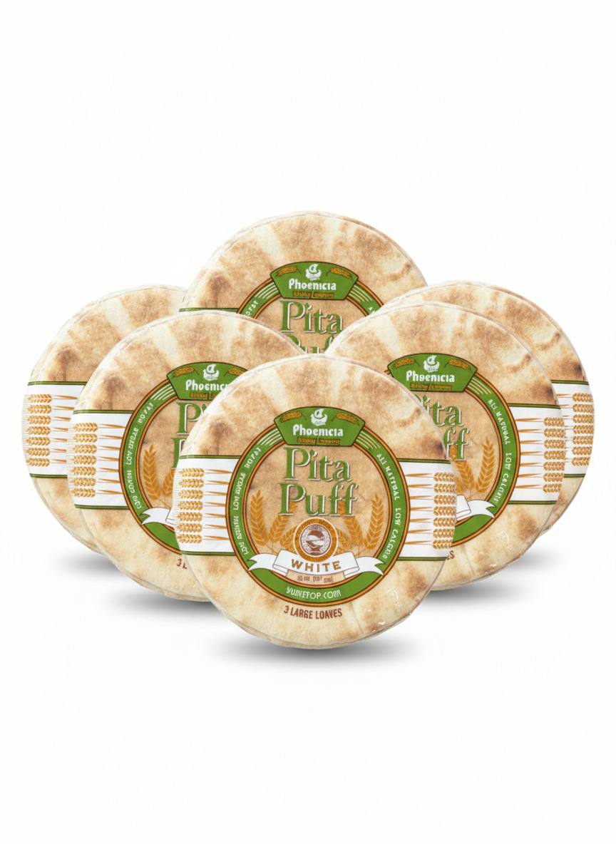 Phoenicia Pita Pocket Fresh White Bread, Large 9pcs, 24oz, (681g)